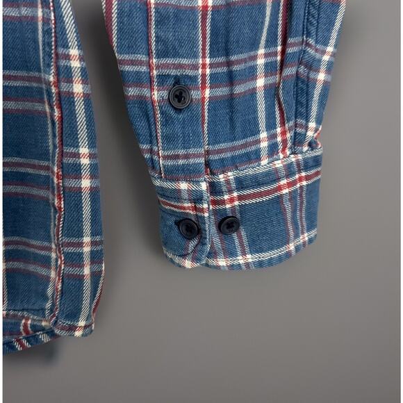 The Normal Brand Shirt Mens Large Blue Plaid Twill Button Up Work Preppy - Picture 6 of 11